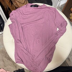 Naked Wardrobe Long Sleeve bodysuit Top in Dusty Pink